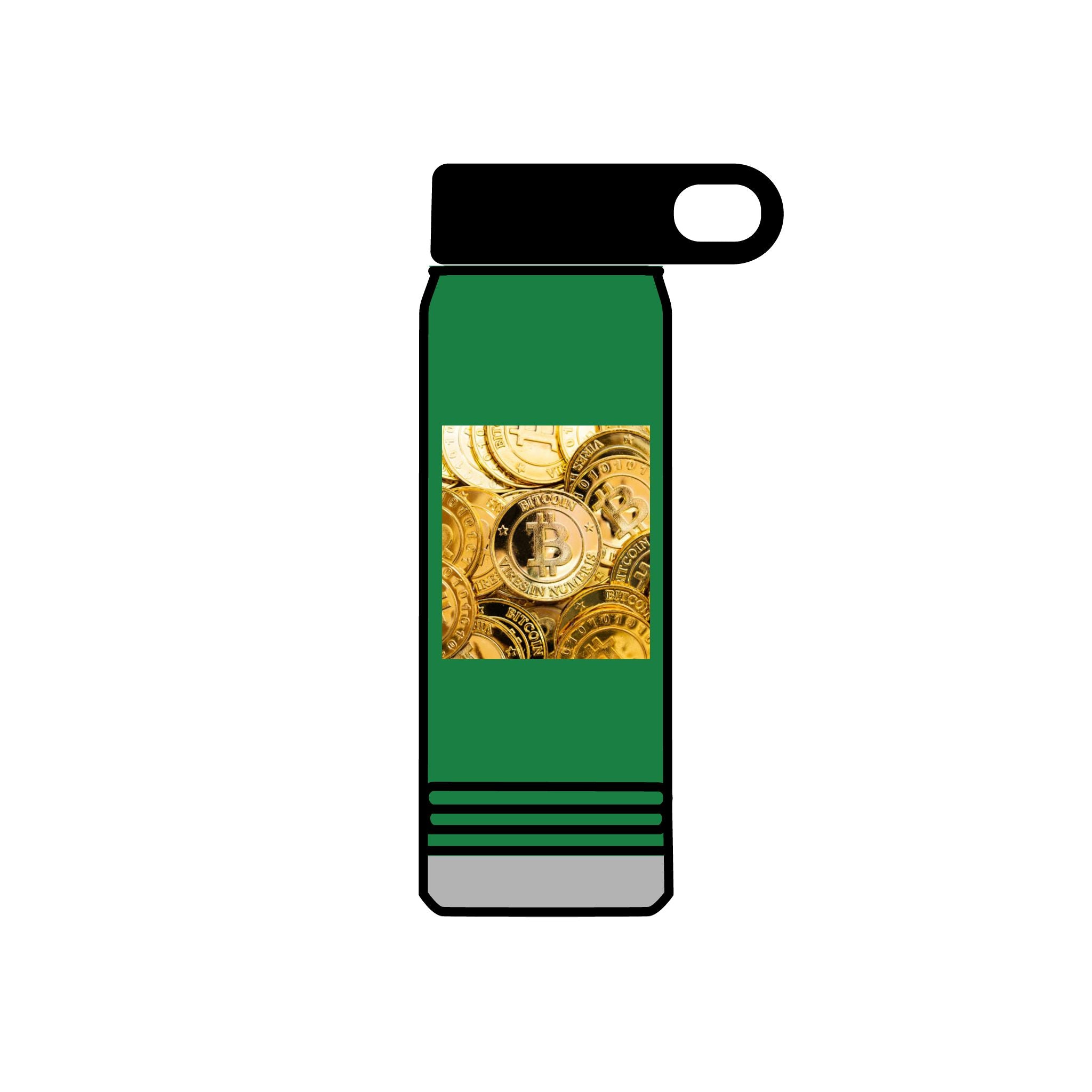 Gold Bitcoin Coin Pattern Water Bottle | Crypto Cryptocurrency Design