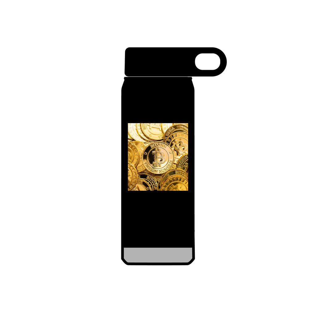Gold Bitcoin Coin Pattern Water Bottle | Crypto Cryptocurrency Design
