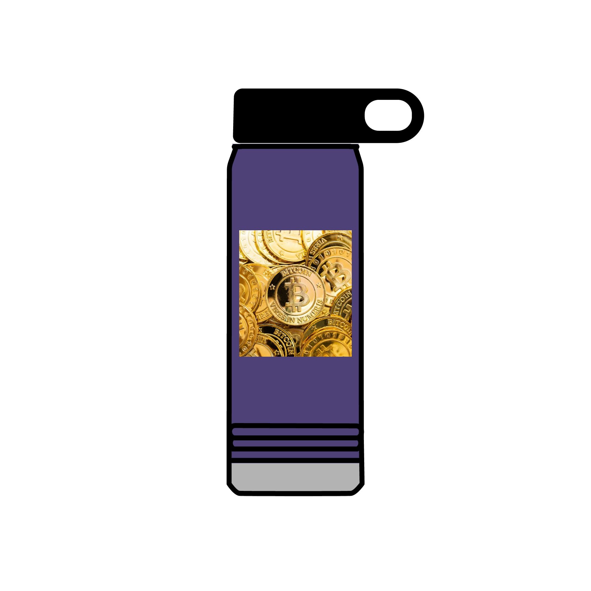 Gold Bitcoin Coin Pattern Water Bottle | Crypto Cryptocurrency Design