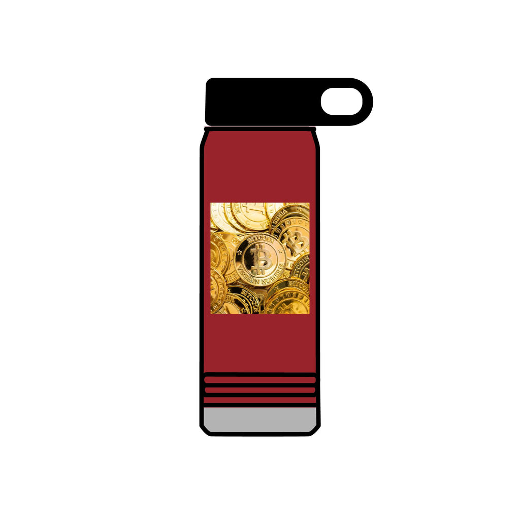 Gold Bitcoin Coin Pattern Water Bottle | Crypto Cryptocurrency Design