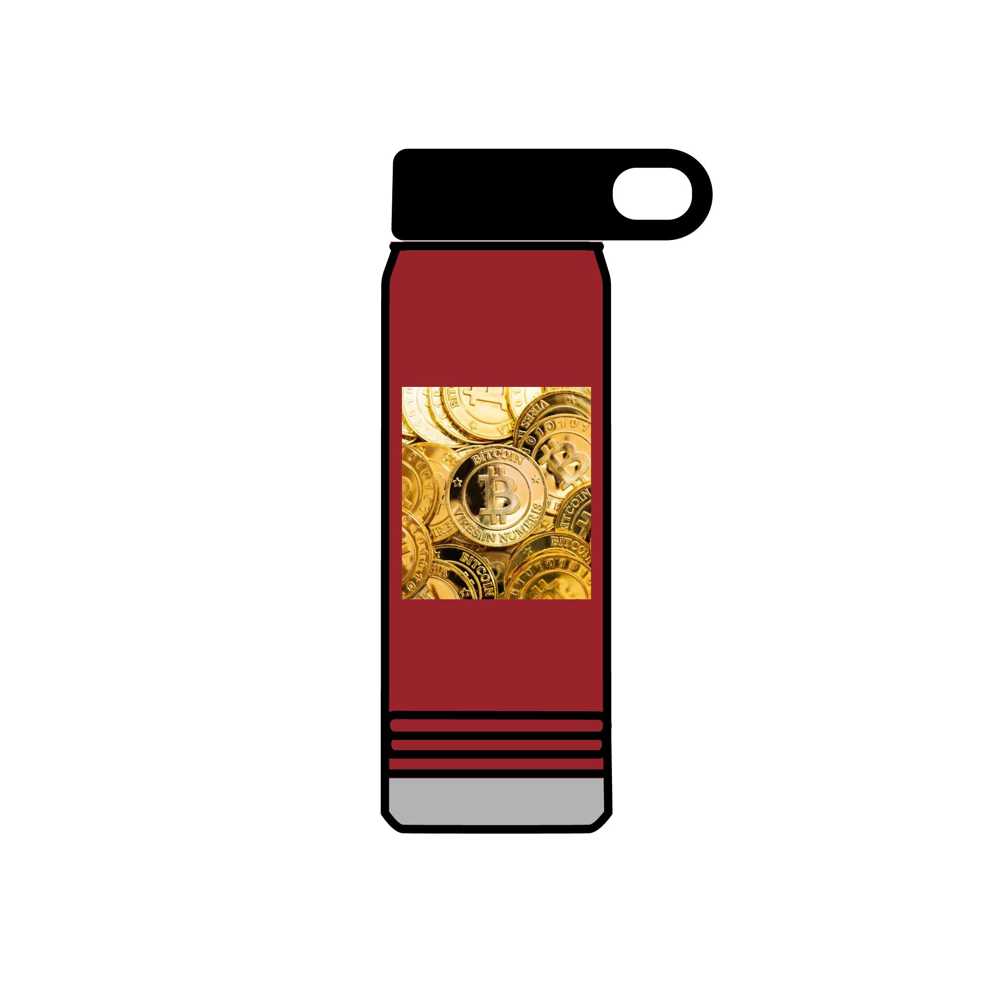 Gold Bitcoin Coin Pattern Water Bottle | Crypto Cryptocurrency Design