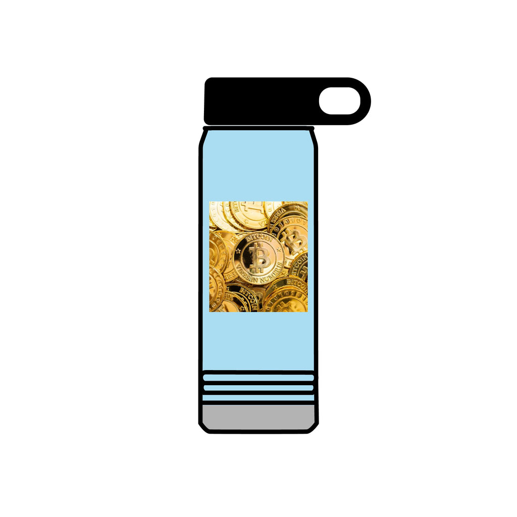 Gold Bitcoin Coin Pattern Water Bottle | Crypto Cryptocurrency Design