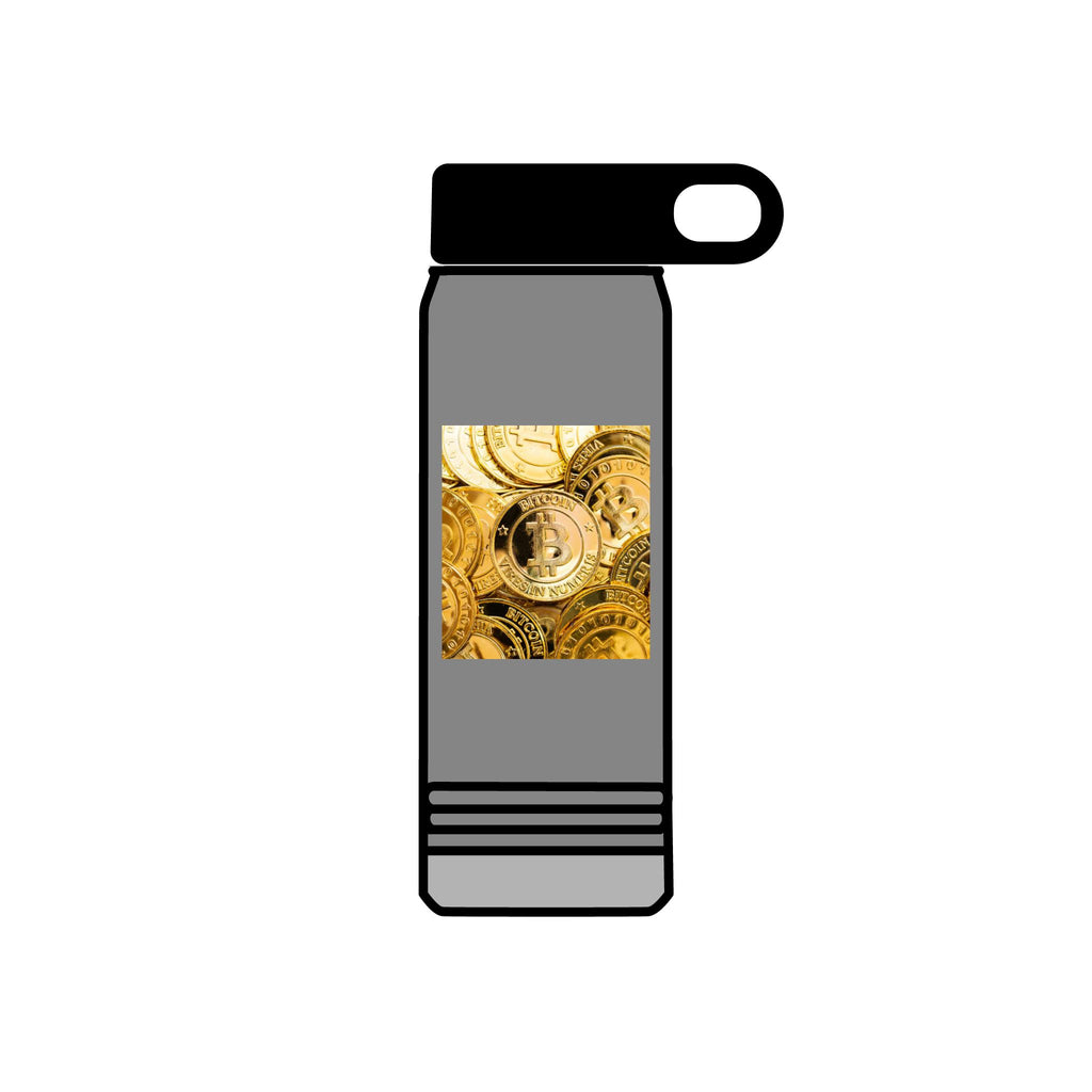 Gold Bitcoin Coin Pattern Water Bottle | Crypto Cryptocurrency Design