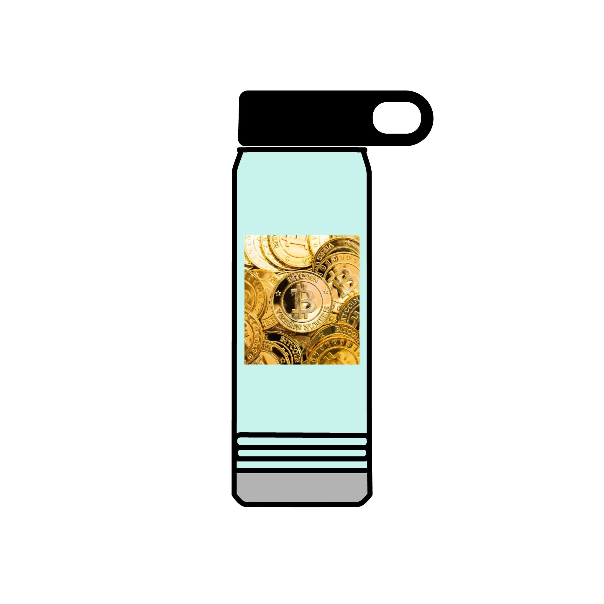 Gold Bitcoin Coin Pattern Water Bottle | Crypto Cryptocurrency Design