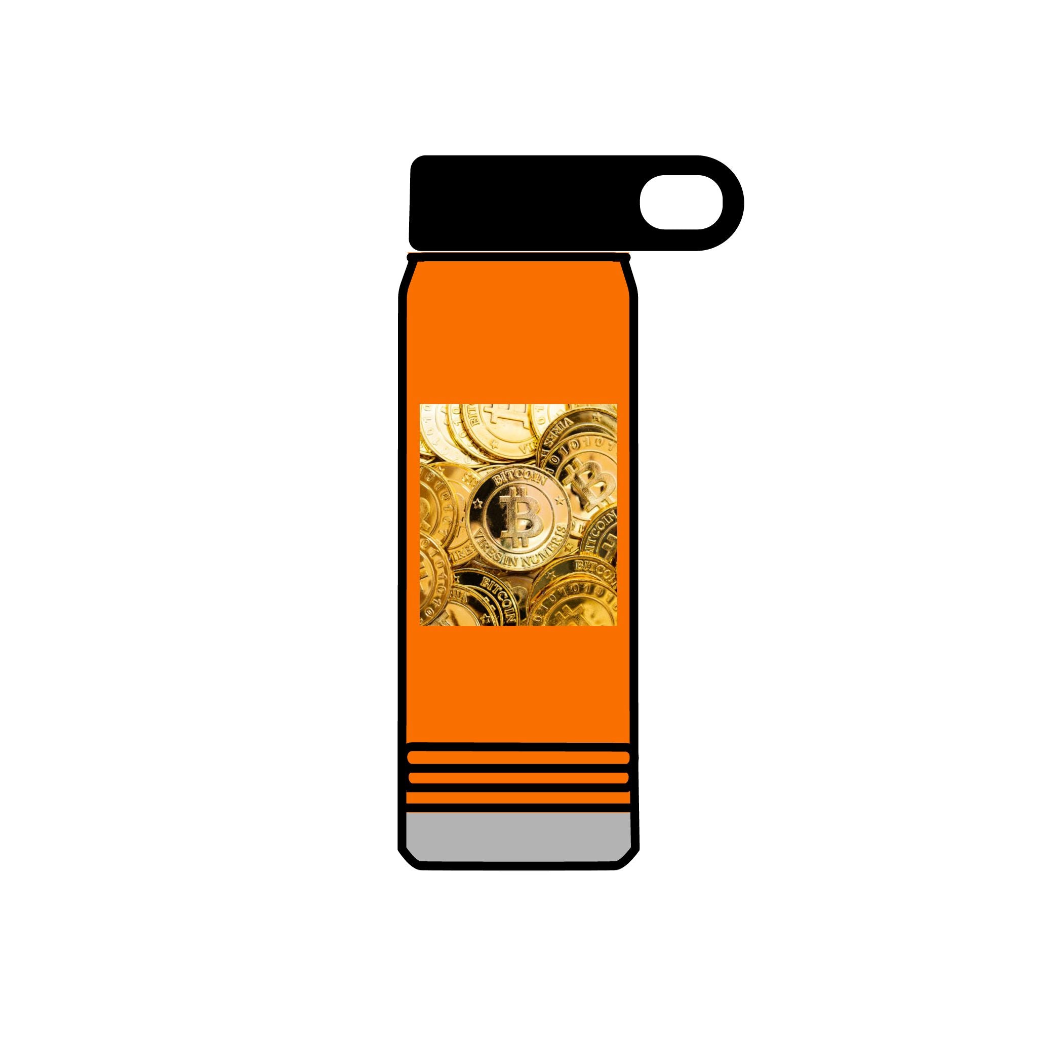 Gold Bitcoin Coin Pattern Water Bottle | Crypto Cryptocurrency Design