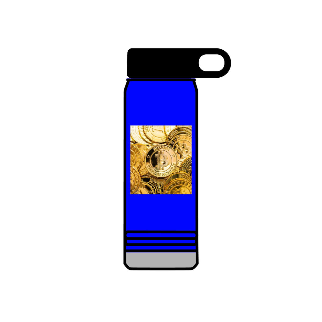 Gold Bitcoin Coin Pattern Water Bottle | Crypto Cryptocurrency Design