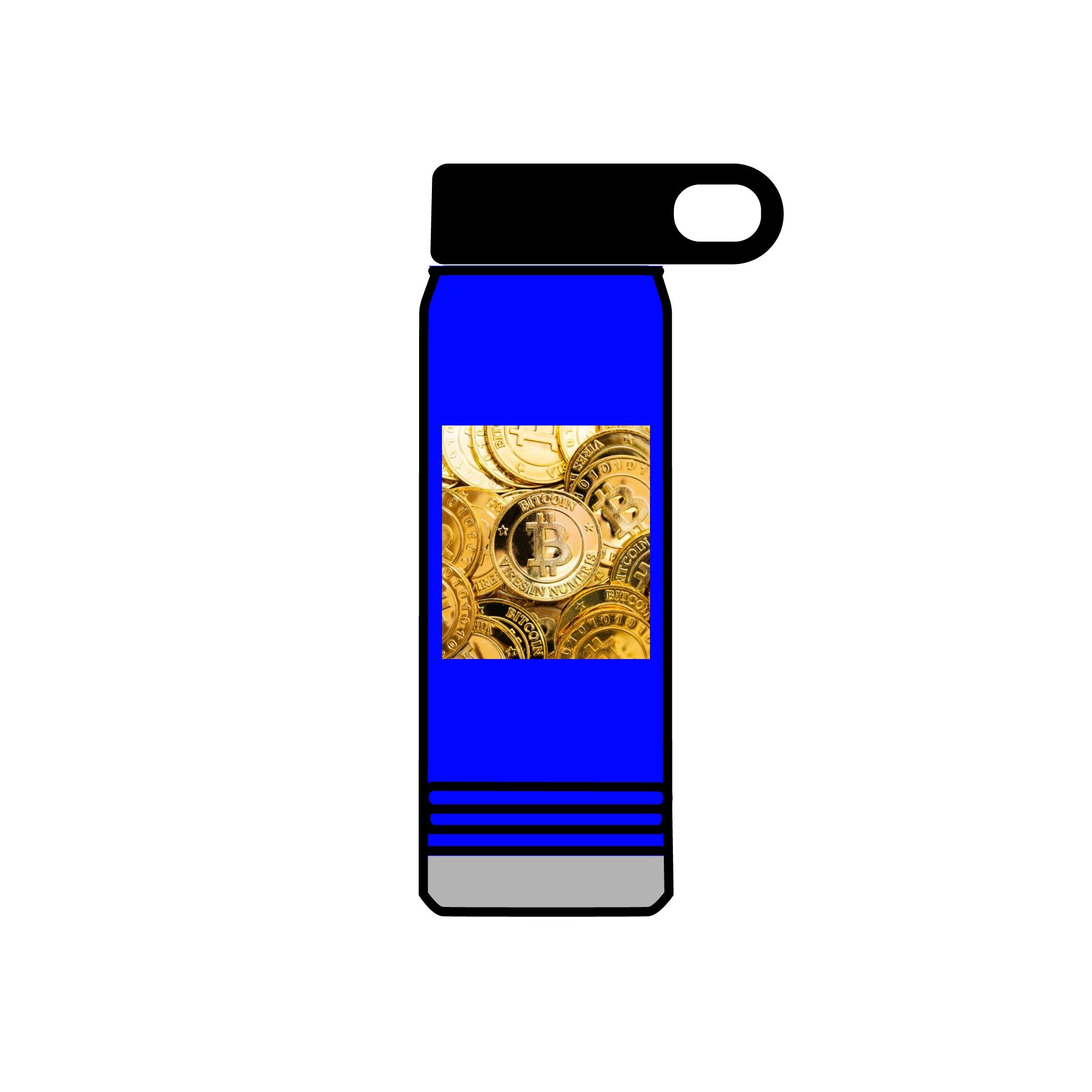 Gold Bitcoin Coin Pattern Water Bottle | Crypto Cryptocurrency Design