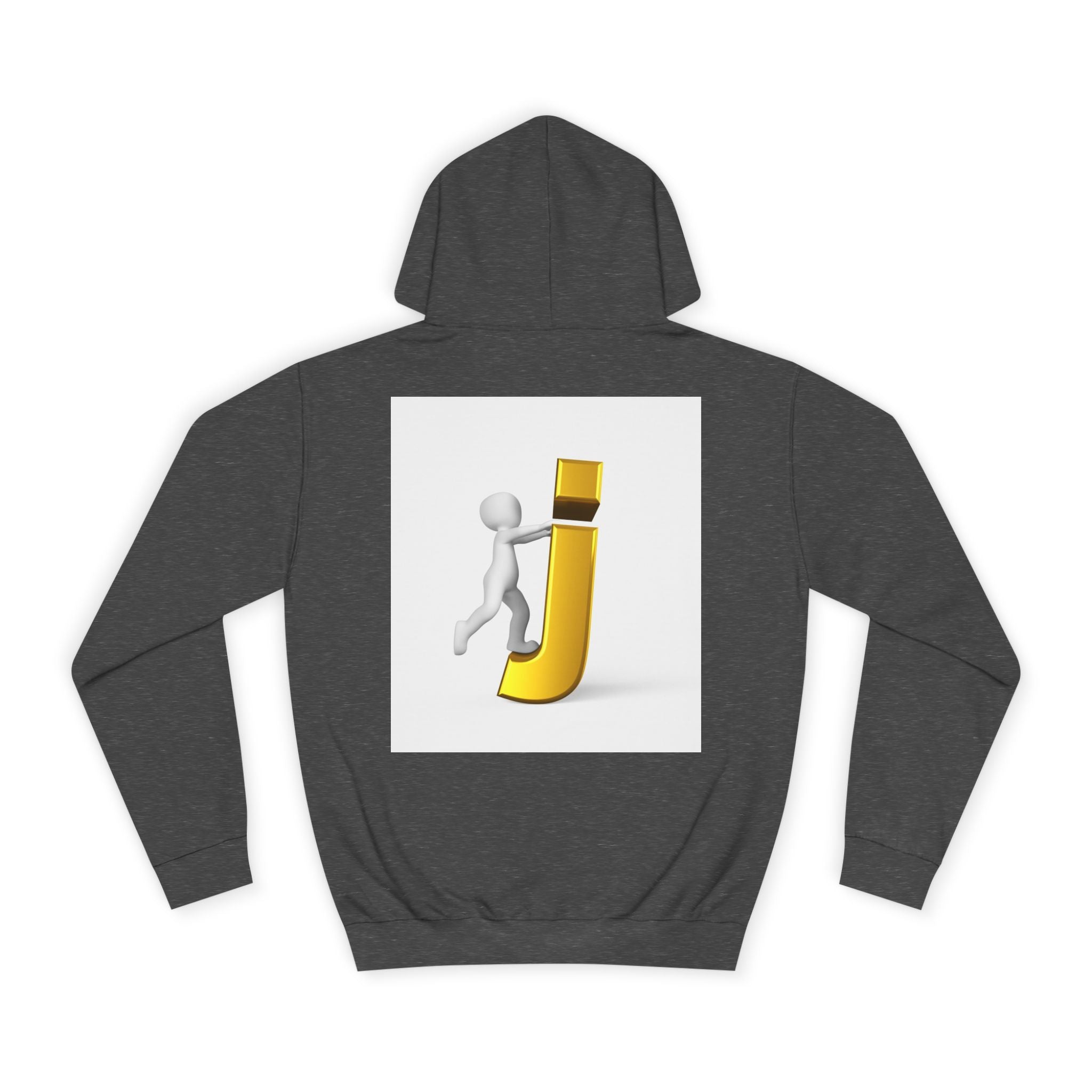 3D Stick Figure Riding Gold Letter J Hoodie | Initial Monogram Letter J