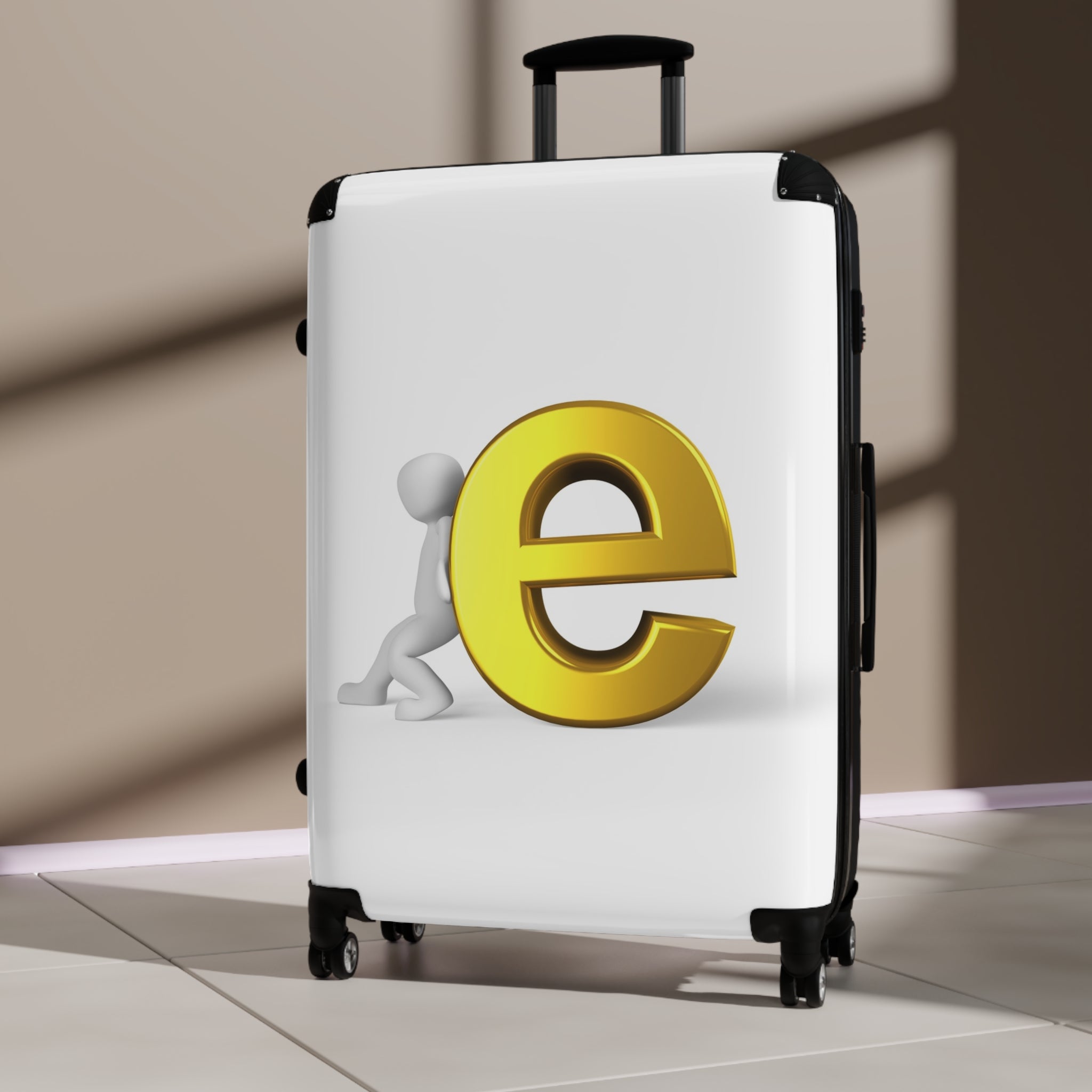 Yellow Letter E Logo Suitcase | Personalized Luggage Cover