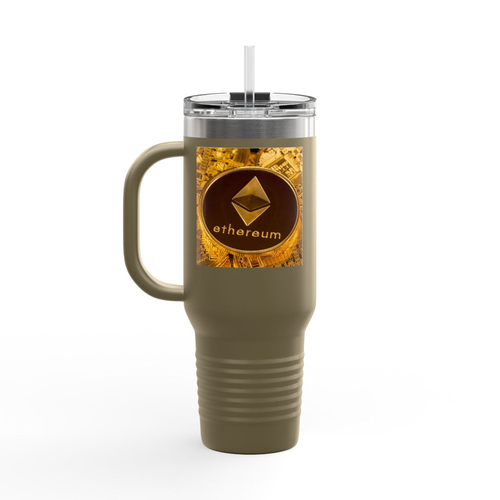 Ethereum Coin Design 40oz Travel Mug | Crypto Logo Insulated Tumbler