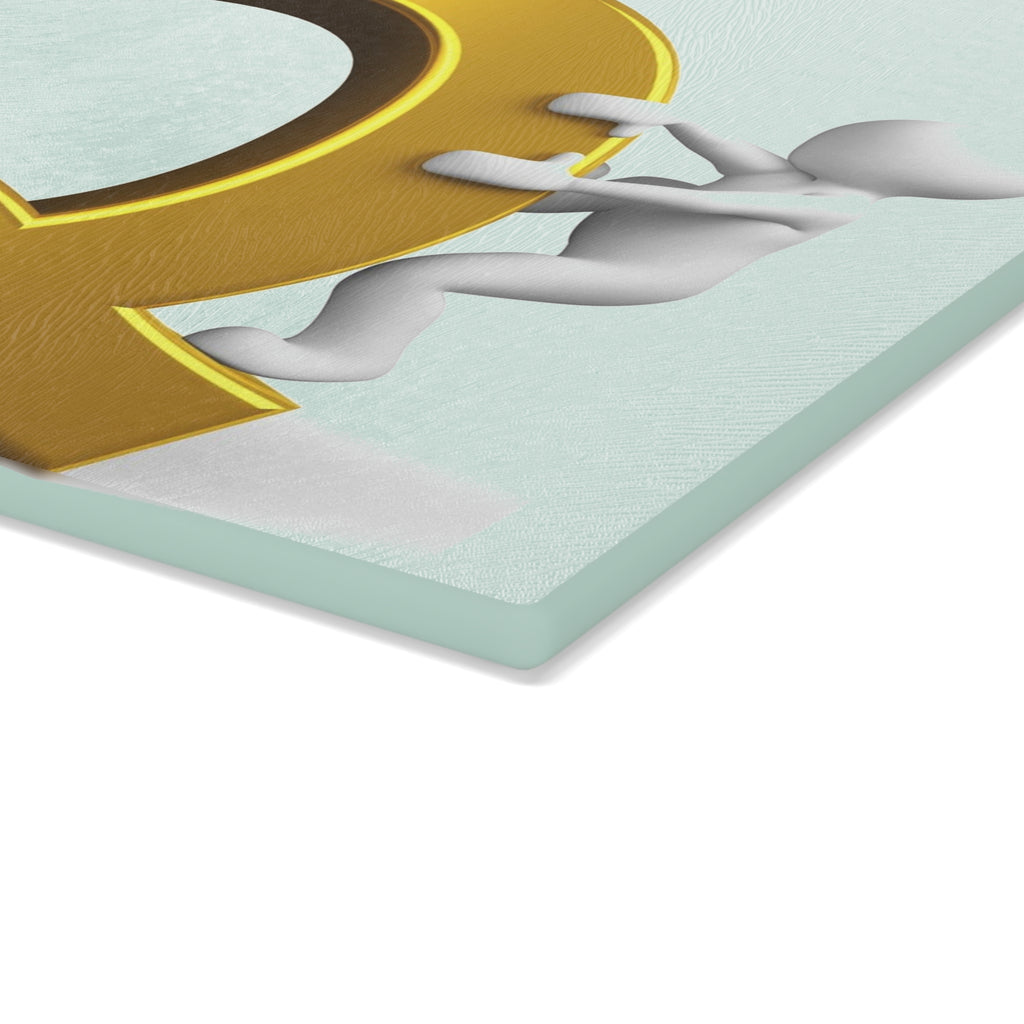 Gold Letter Q with Climber Glass Cutting Board | Monogram Initial Kitchen