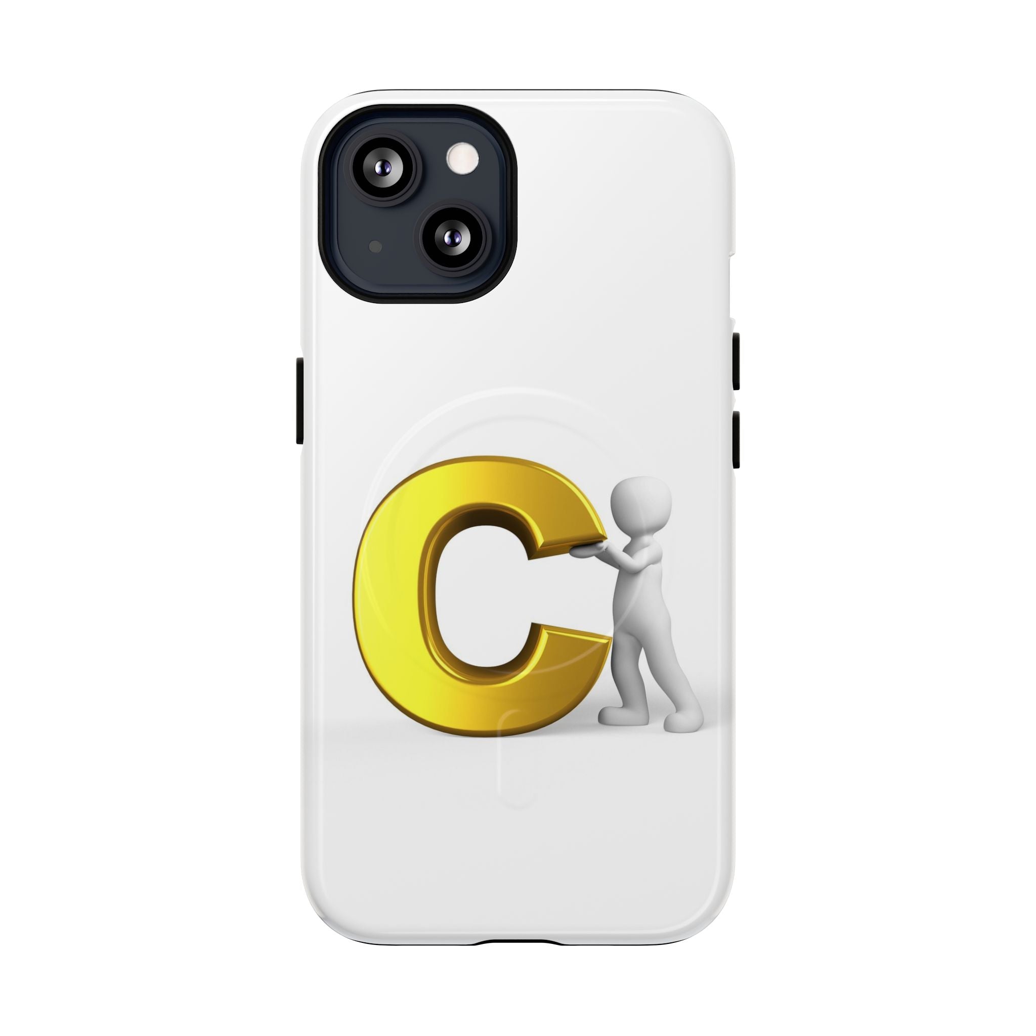 Coque de téléphone Monogramme Lettre C Dorée | Coque magnétique robuste