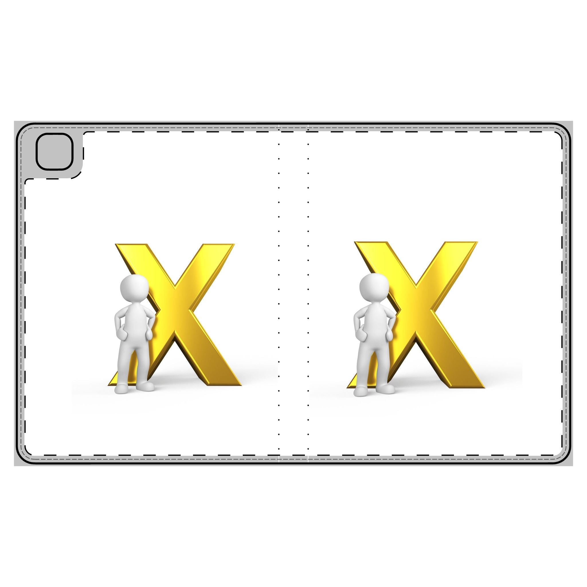 Gold X with 3D Figure Tablet Folio Case | Letter X Initial Cover