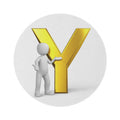 Gold Letter Y with 3D Figure Round Rug | Monogram Home Decor