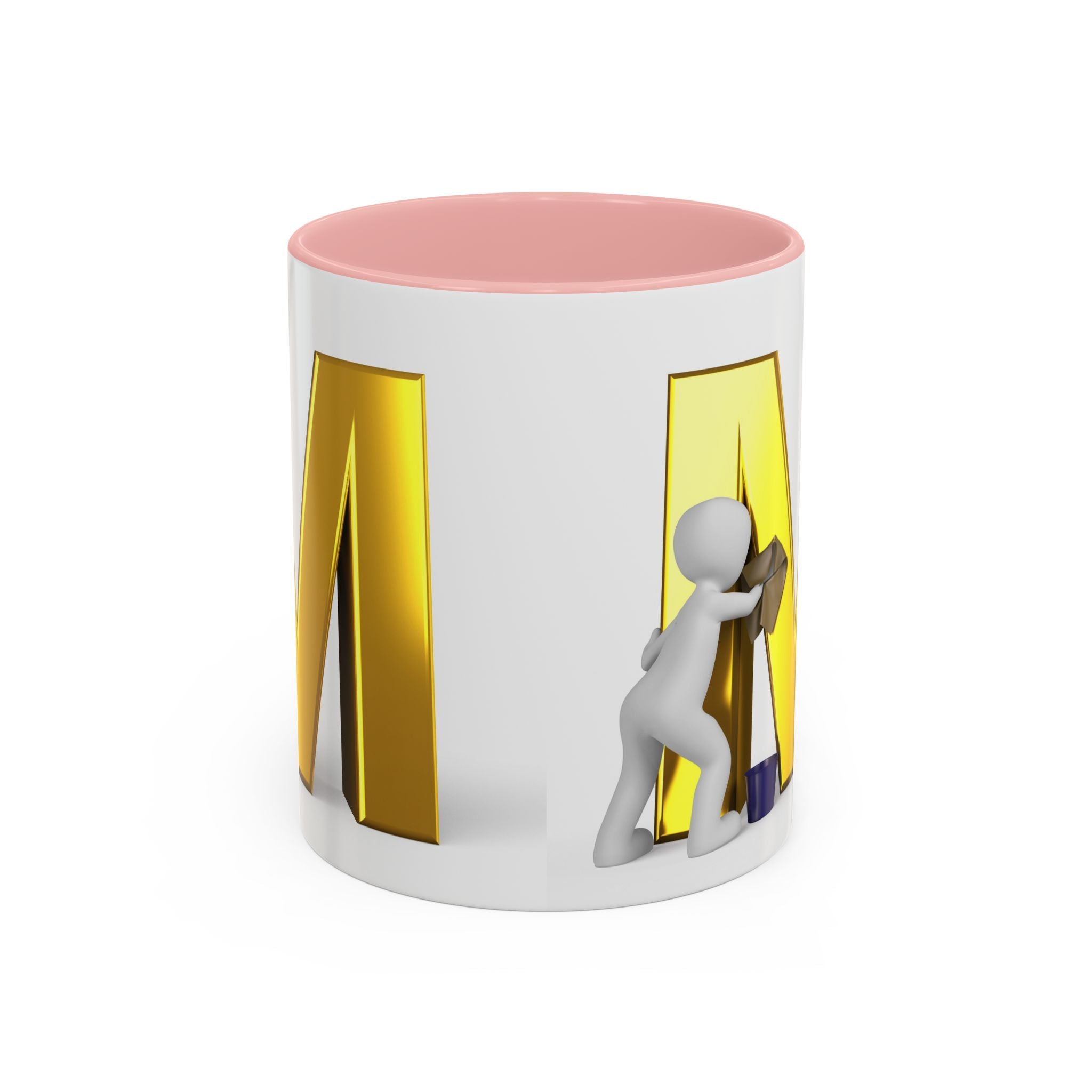 Mug de café "Lettre M dorée" avec accent de peintre | Tasse à café