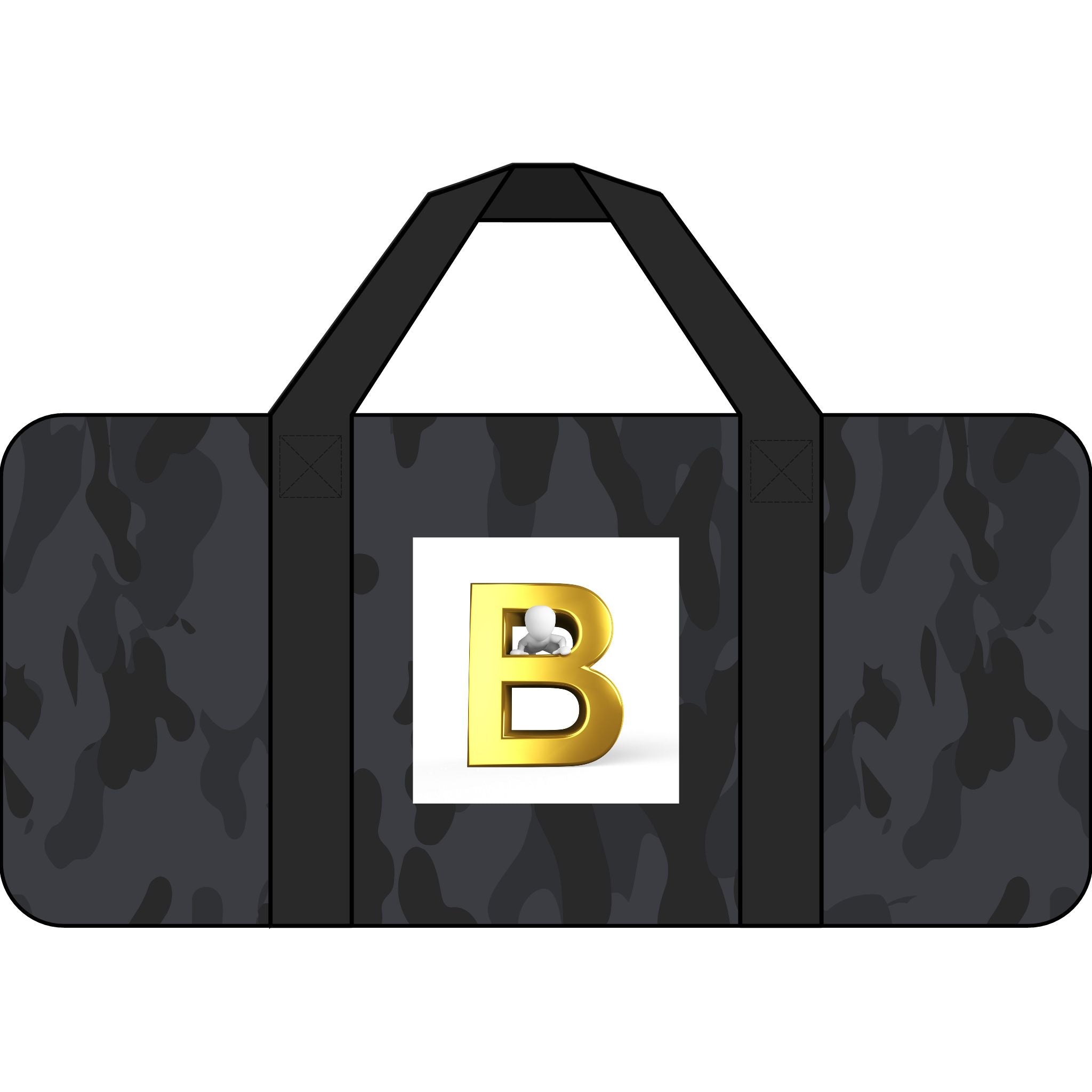 Gold Letter B Monogram Tripper Duffel Bag | Checker Strap, Black Camo