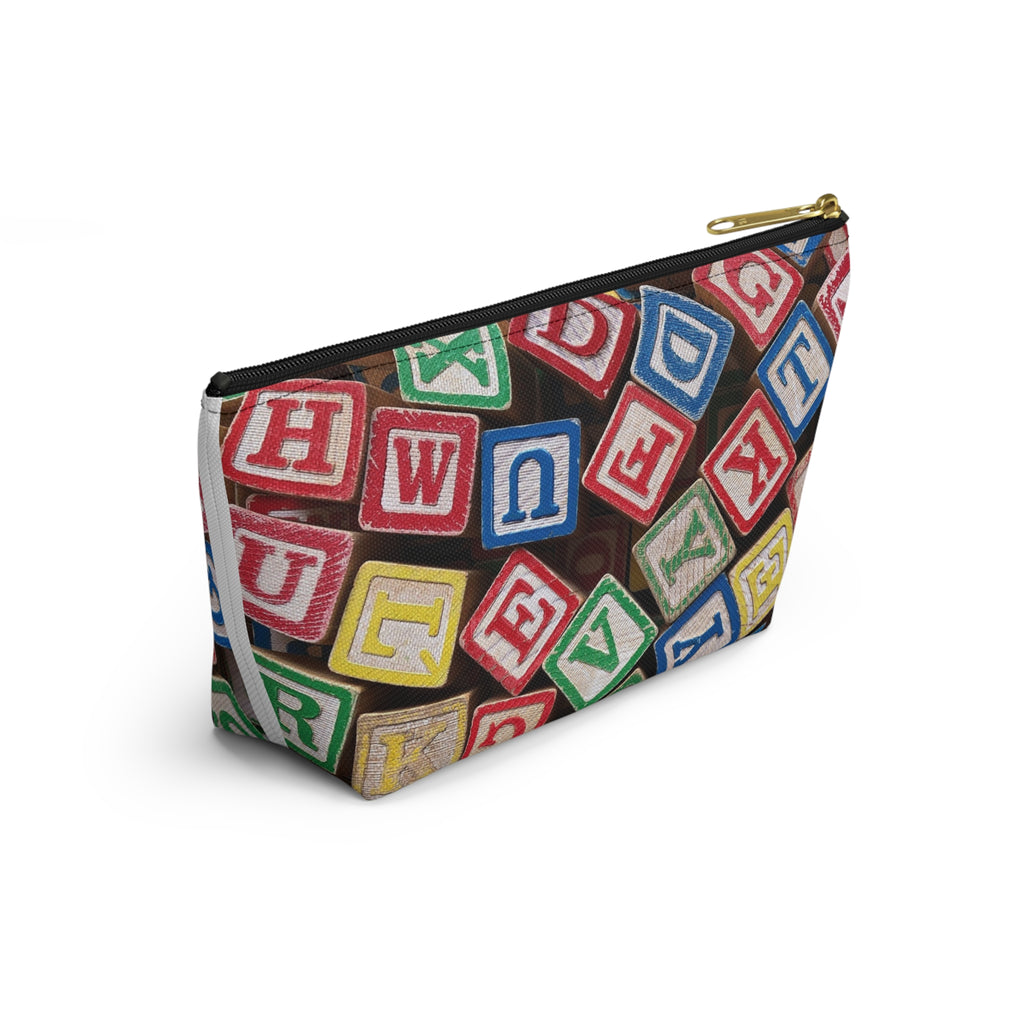Scattered Wooden Alphabet Blocks Accessory Pouch