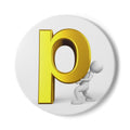 Gold Letter P Illustration Ceramic Coaster | Monogram Initial Drink Mat