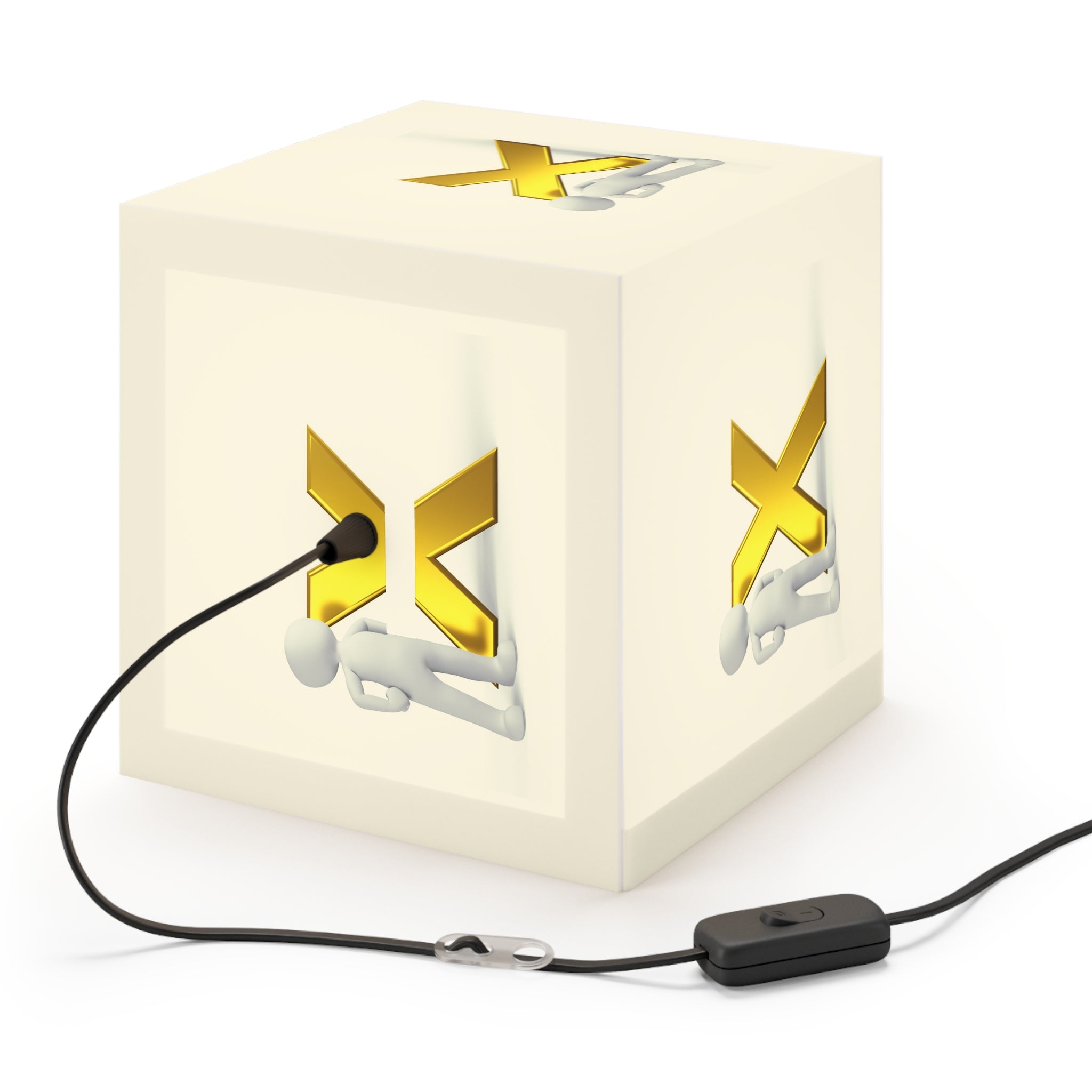 3D Person with Gold X Light Cube Lamp | Decorative Hanging Lamp