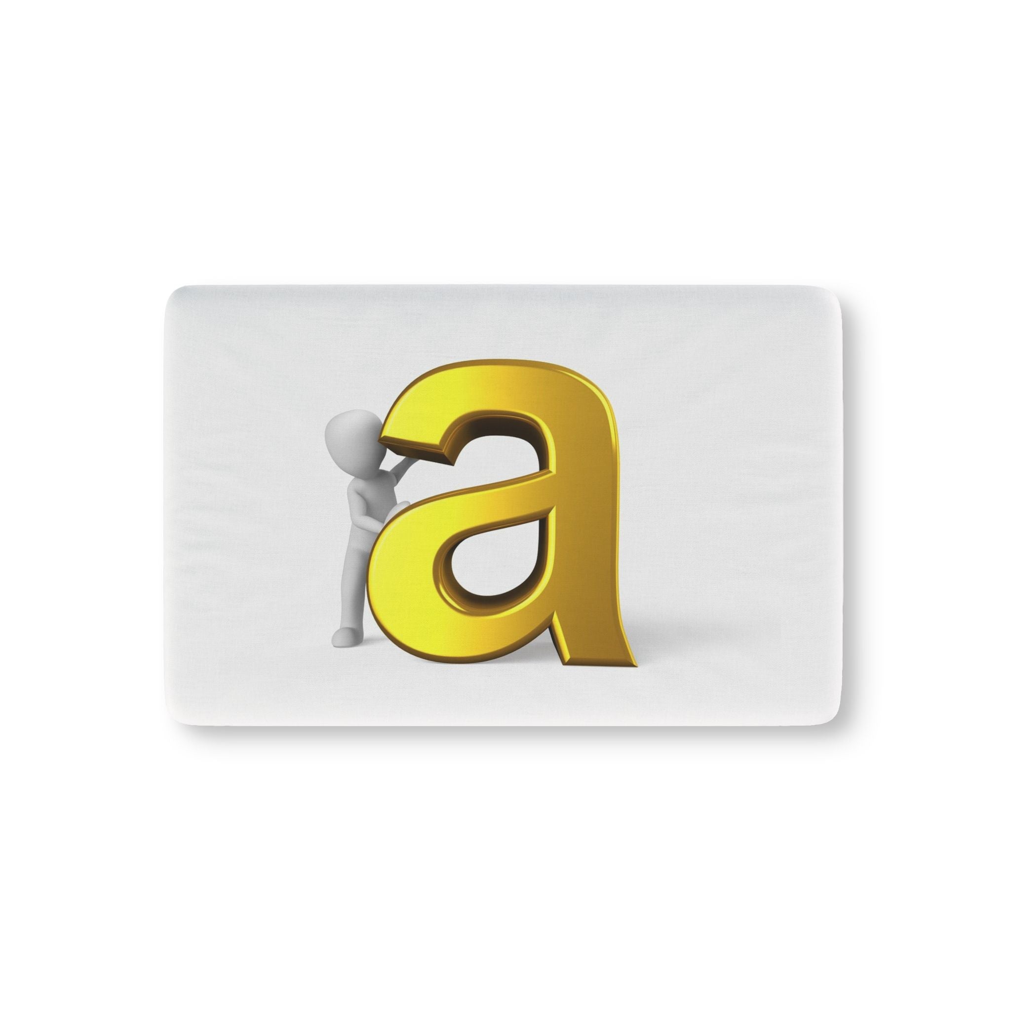 Gold Letter A with Tiny Figure Baby Fitted Crib Sheet | Monogram Initial