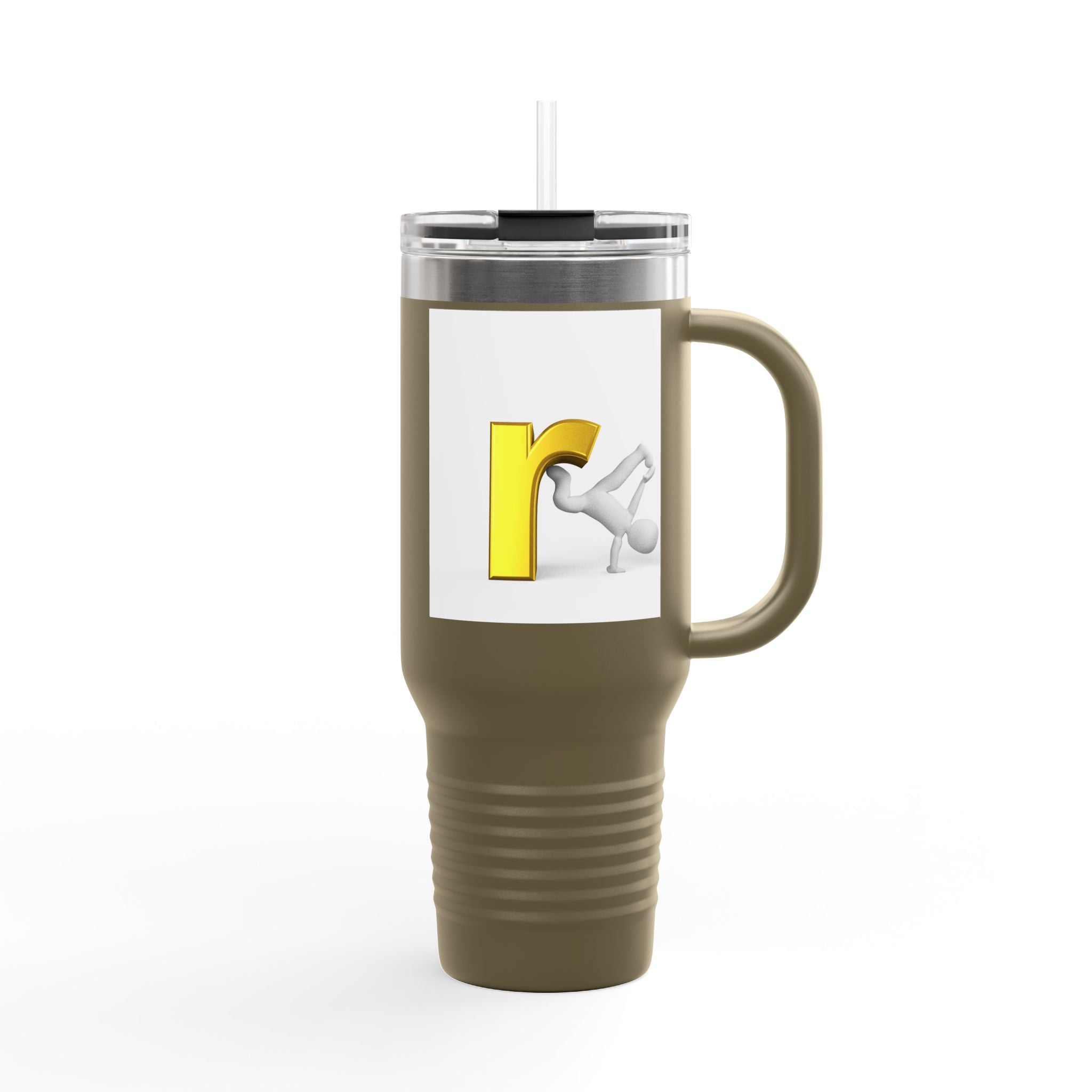 Yellow Letter R Character Travel Mug | 40oz Insulated Tumbler