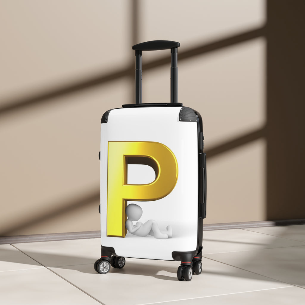 Gold Letter P Monogram Suitcase | Personalized Initial Luggage