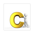 Gold 3D Letter C with Figure Sticker