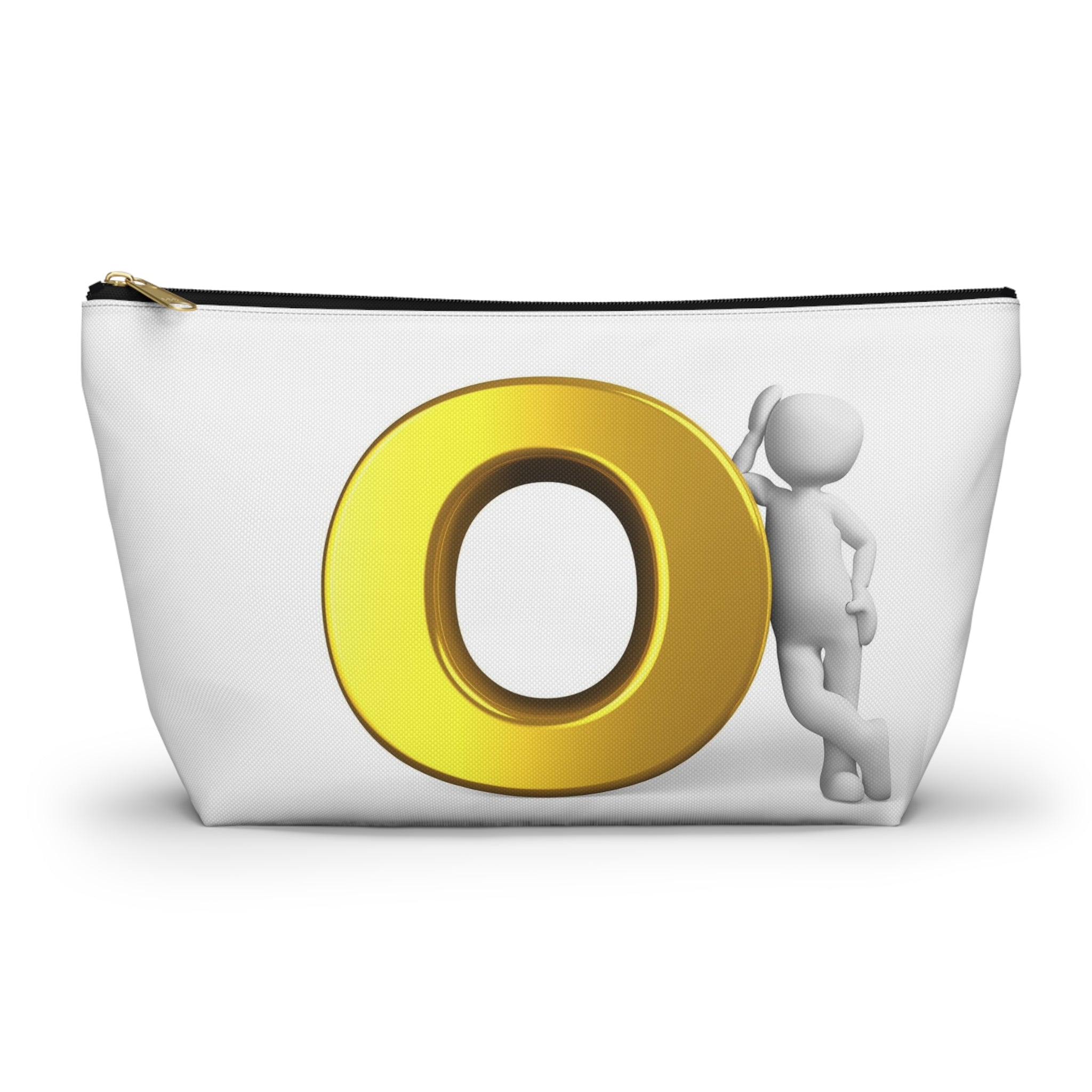 Gold Letter O Accessory Pouch | T-Bottom Cosmetic Bag