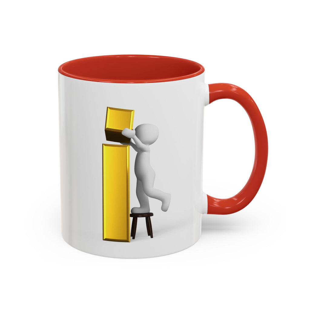 3D Figure Climbing Gold Letter i Mug | Accent Coffee Mug