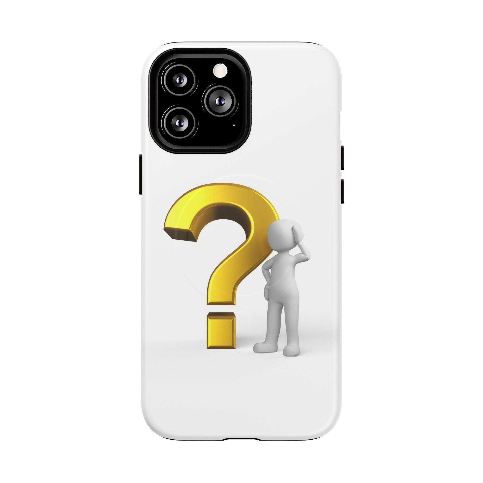 Coque de téléphone 3D point d'interrogation | Coque magnétique robuste
