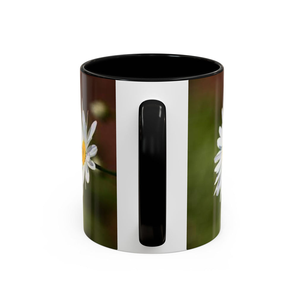 White Daisy Floral Accent Mug | 11oz or 15oz Ceramic