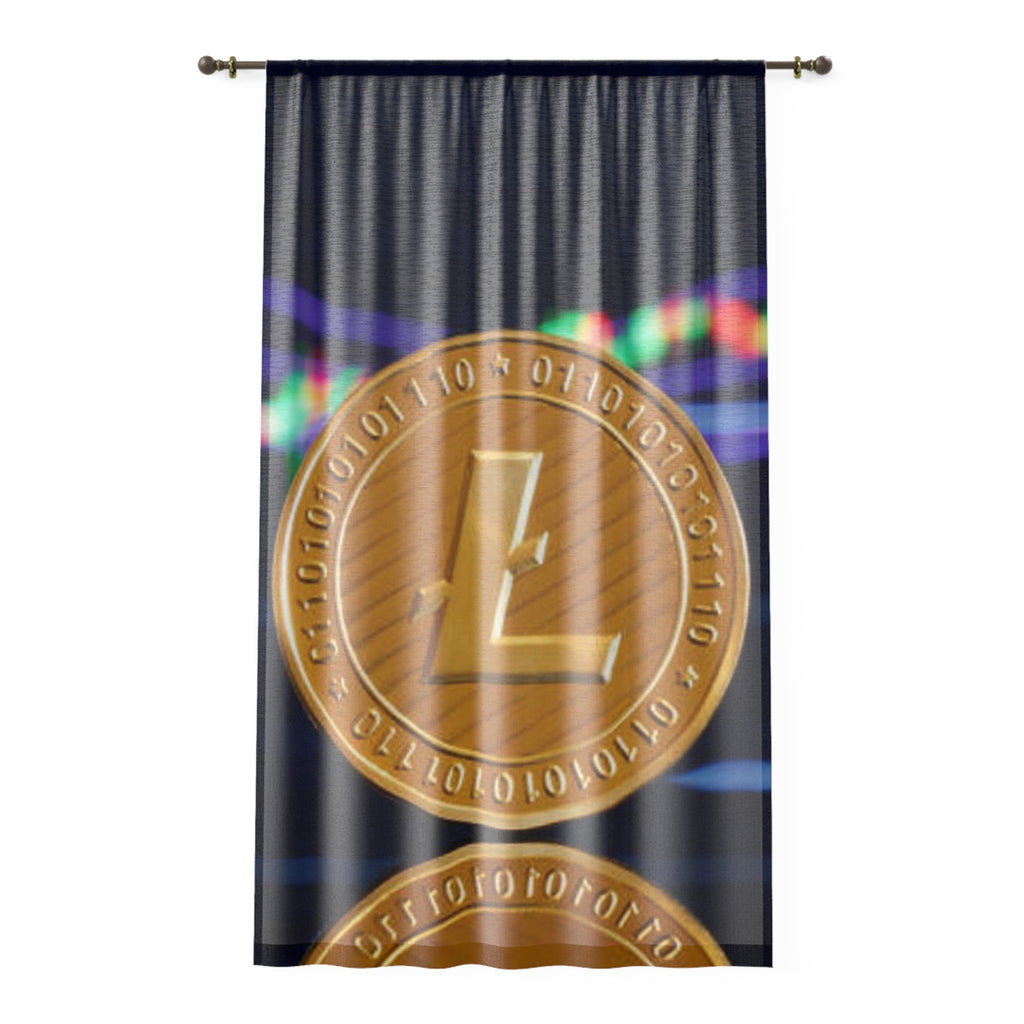 Cryptocurrency Litecoin Coin Window Curtain | Digital Coin Sheer Panel