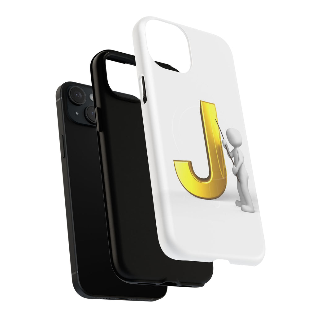 Gold Letter J with Painter Figure Phone Case | Tough Magnetic Case