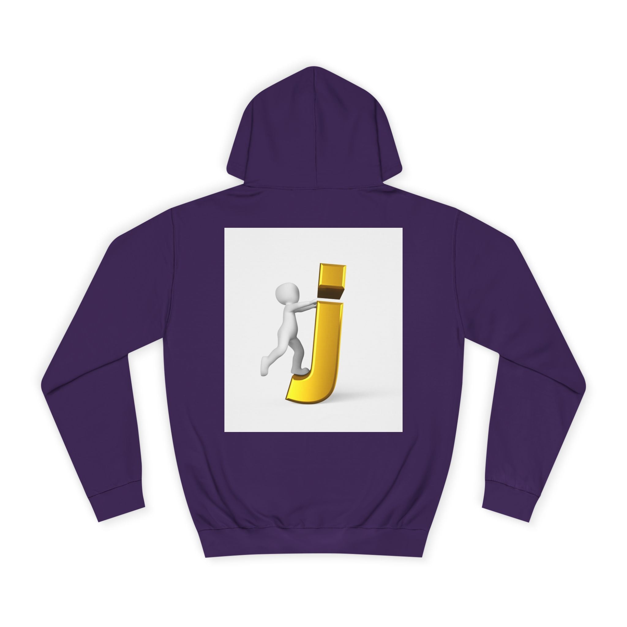 3D Stick Figure Riding Gold Letter J Hoodie | Initial Monogram Letter J