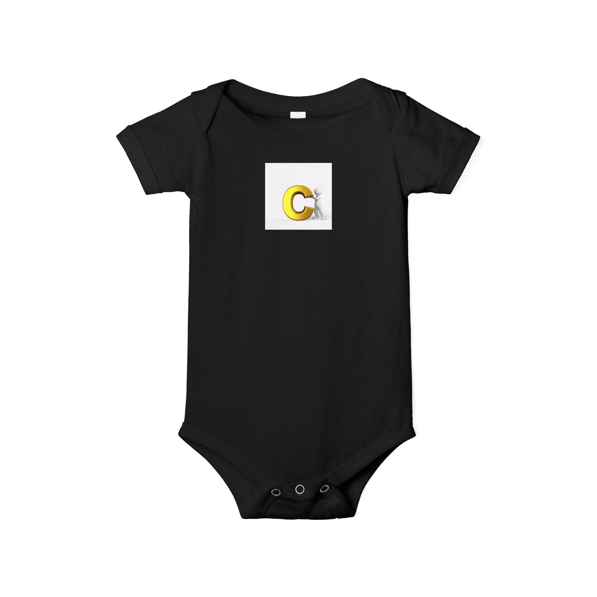 Body bébé une pièce Lettre C Poulet | Body de bébé monogramme initial