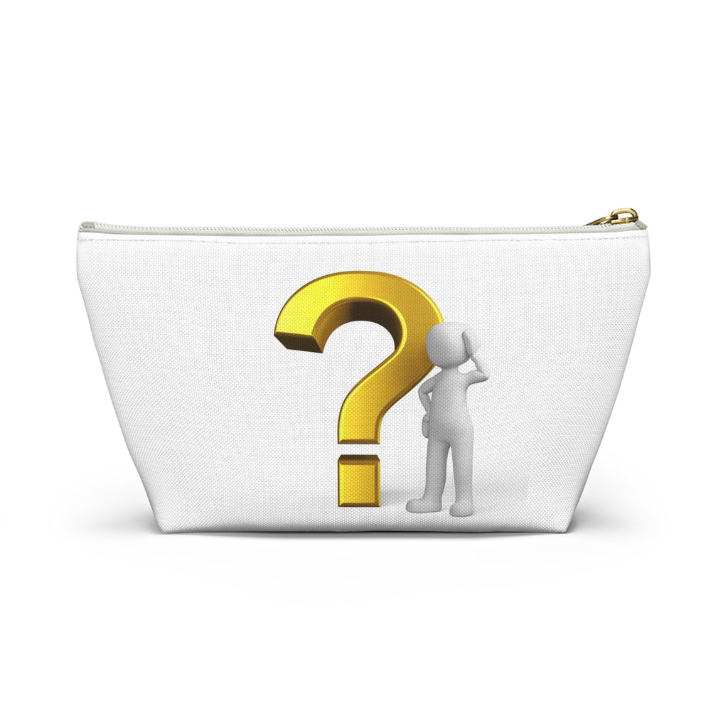 Gold Question Mark with Thinking Figure Accessory Pouch