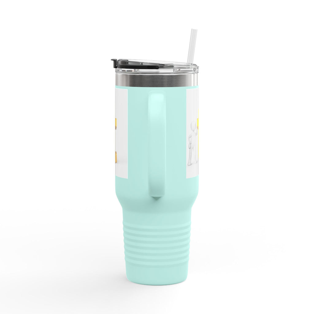 3D Stick Figure with Gold Letter T Insulated Travel Mug 40oz | Tall Tumbler