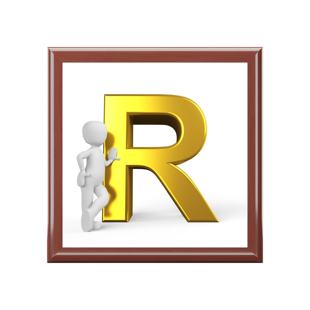 Gold Letter R Monogram Jewelry Box | Personalized Initial Keepsake