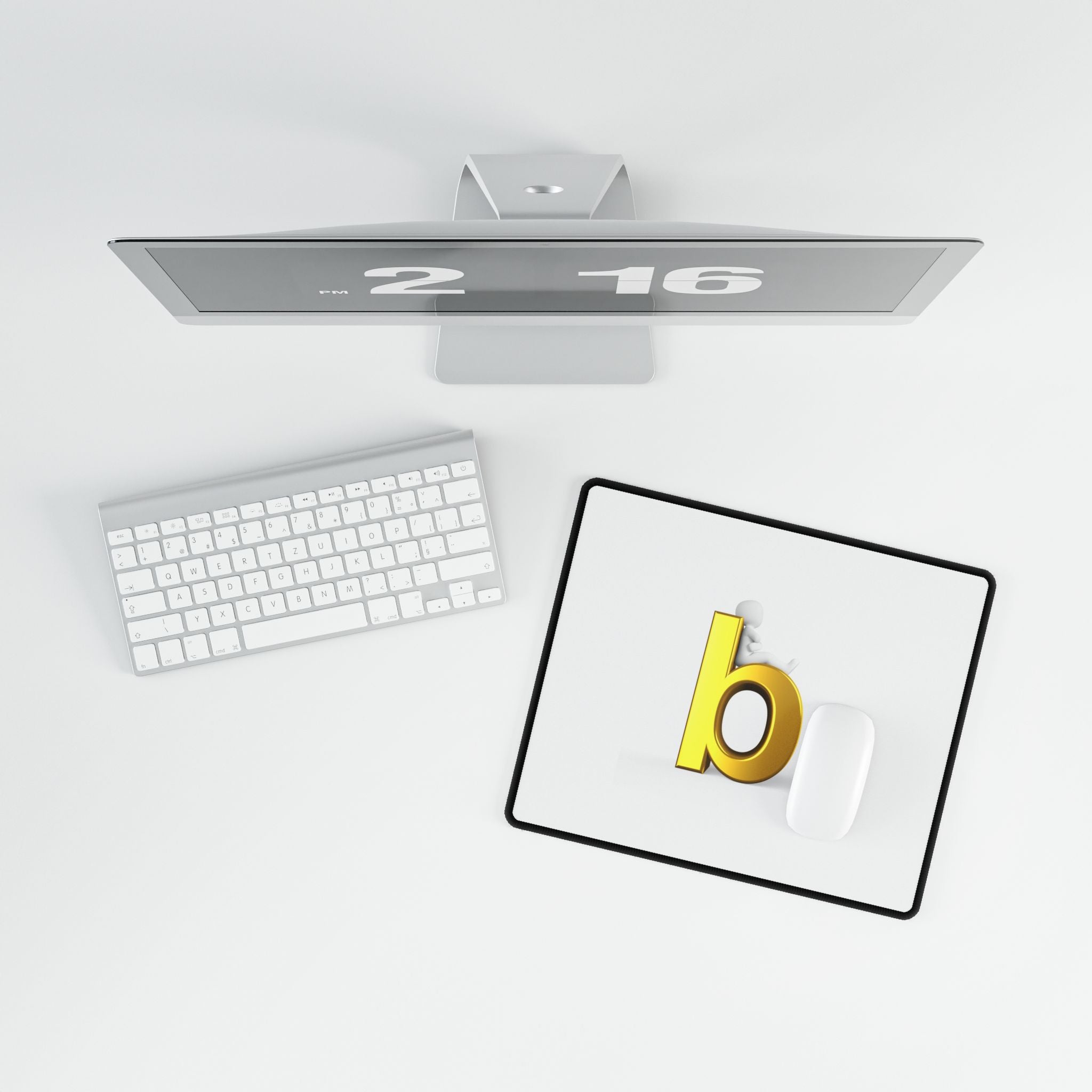 Gold Letter B desk mat | Minimal Monogram mousepad desk mat