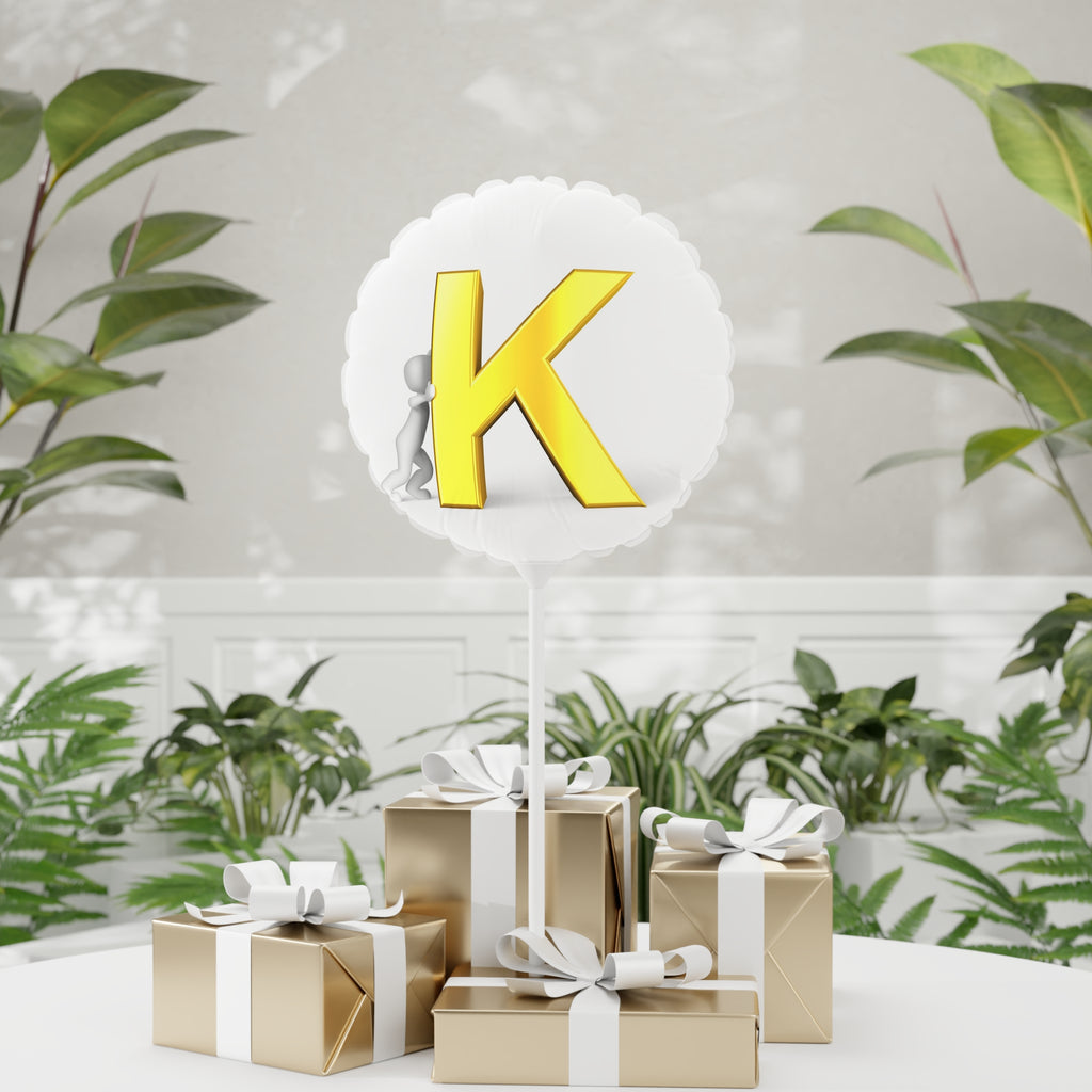 Gold Letter K Balloon 11" Round | Heart or Circle Foil Balloon