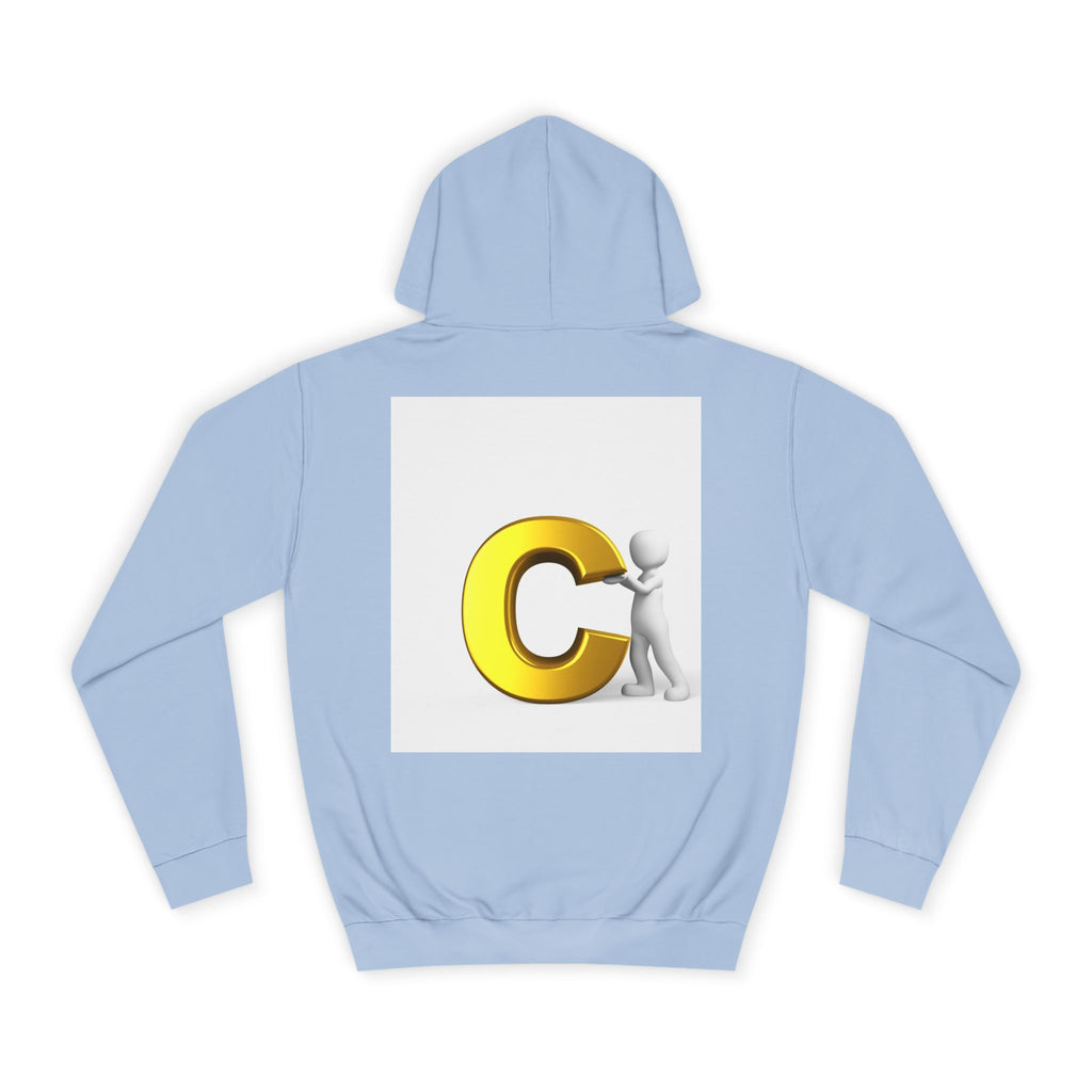 3D Yellow Letter C with Character Hoodie | Initial Monogram Sweatshirt