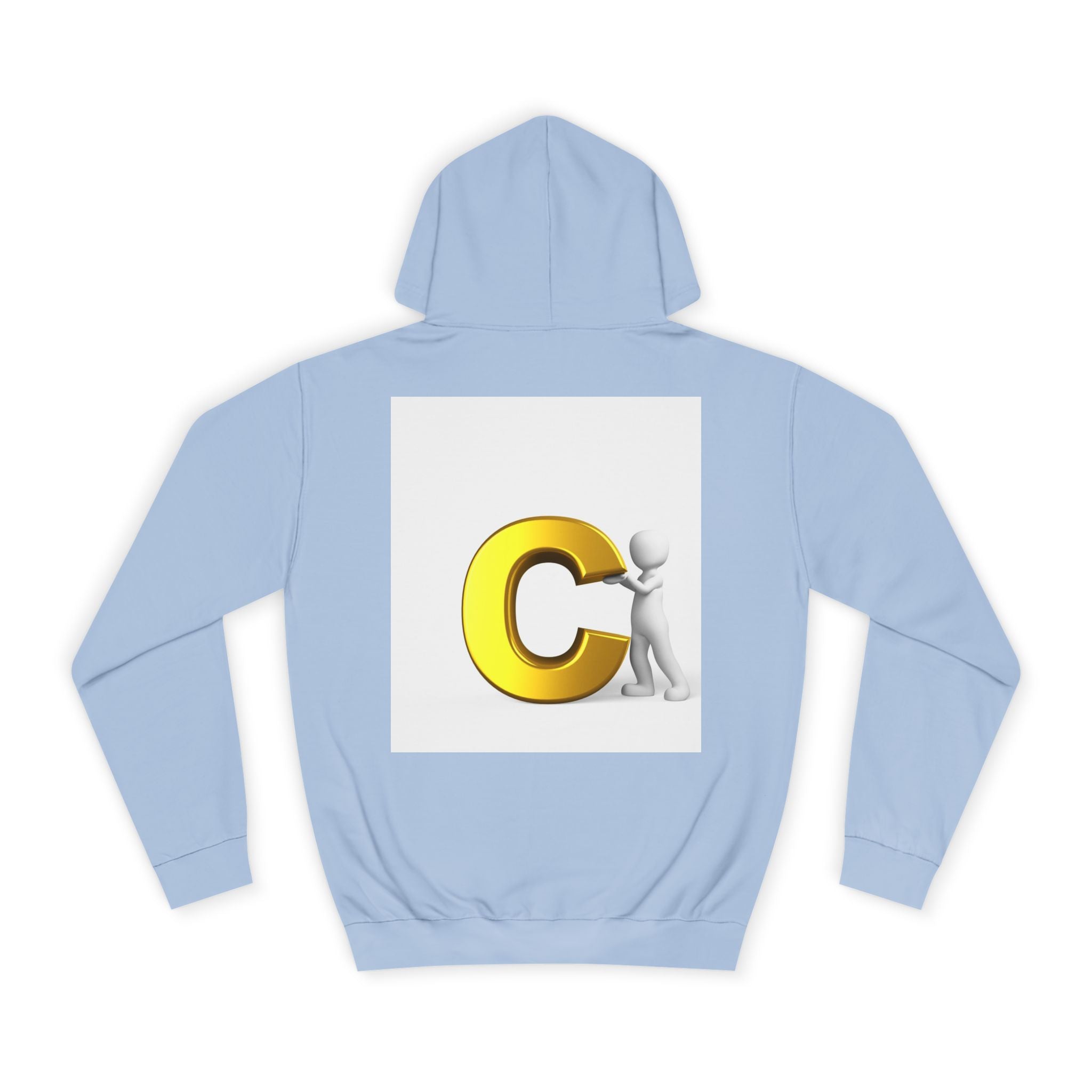3D Yellow Letter C with Character Hoodie | Initial Monogram Sweatshirt