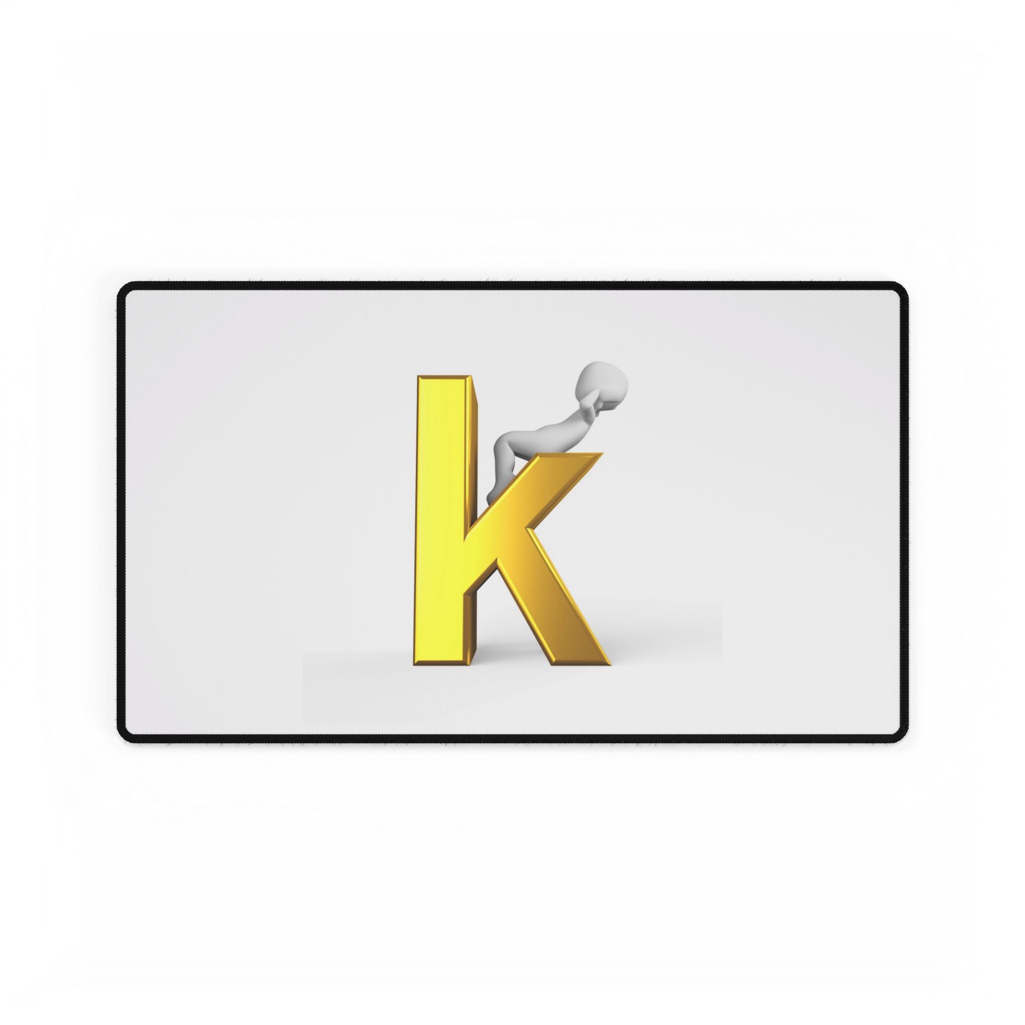 Tapis de bureau illustration lettre K dorée | Tapis de clavier monogramme