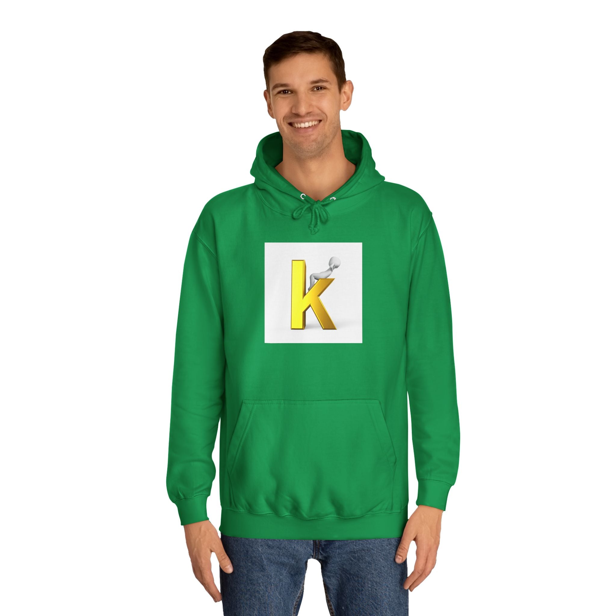 Gold 3D Letter K Hoodie | Monogram Initial K Sweatshirt