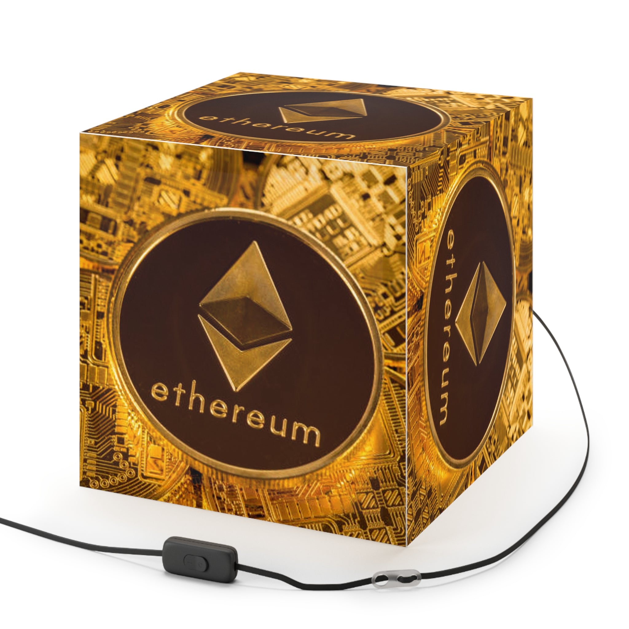 Ethereum Coin Light Cube Lamp | Crypto Decor, Blockchain Artwork