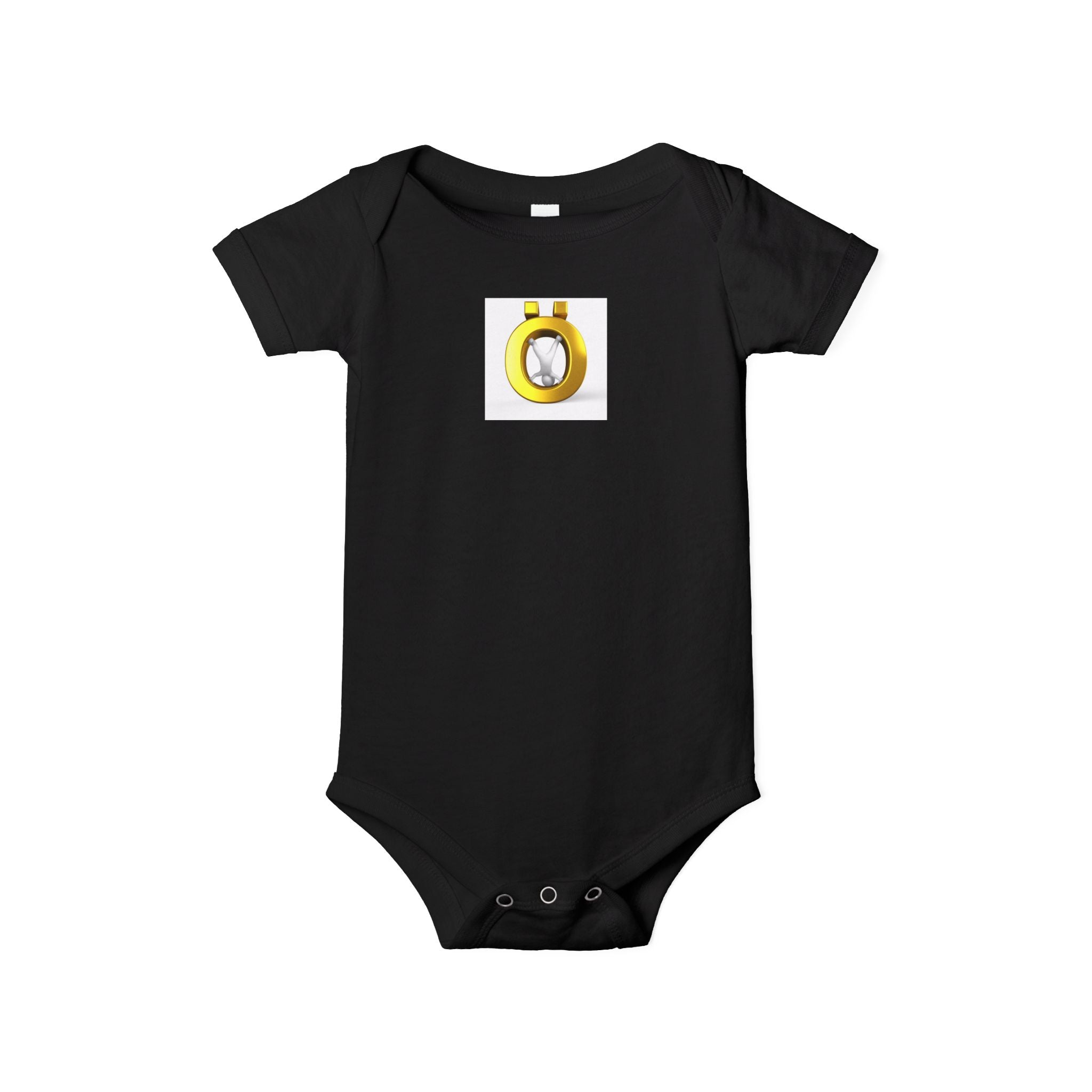 Body de bébé une pièce jaune avec lettre Ö et motif diamant | Body pour bébé