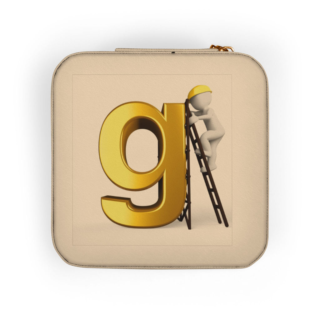 Gold letter G monogram Jewelry Travel Case | compact zippered travel jewelry organizer