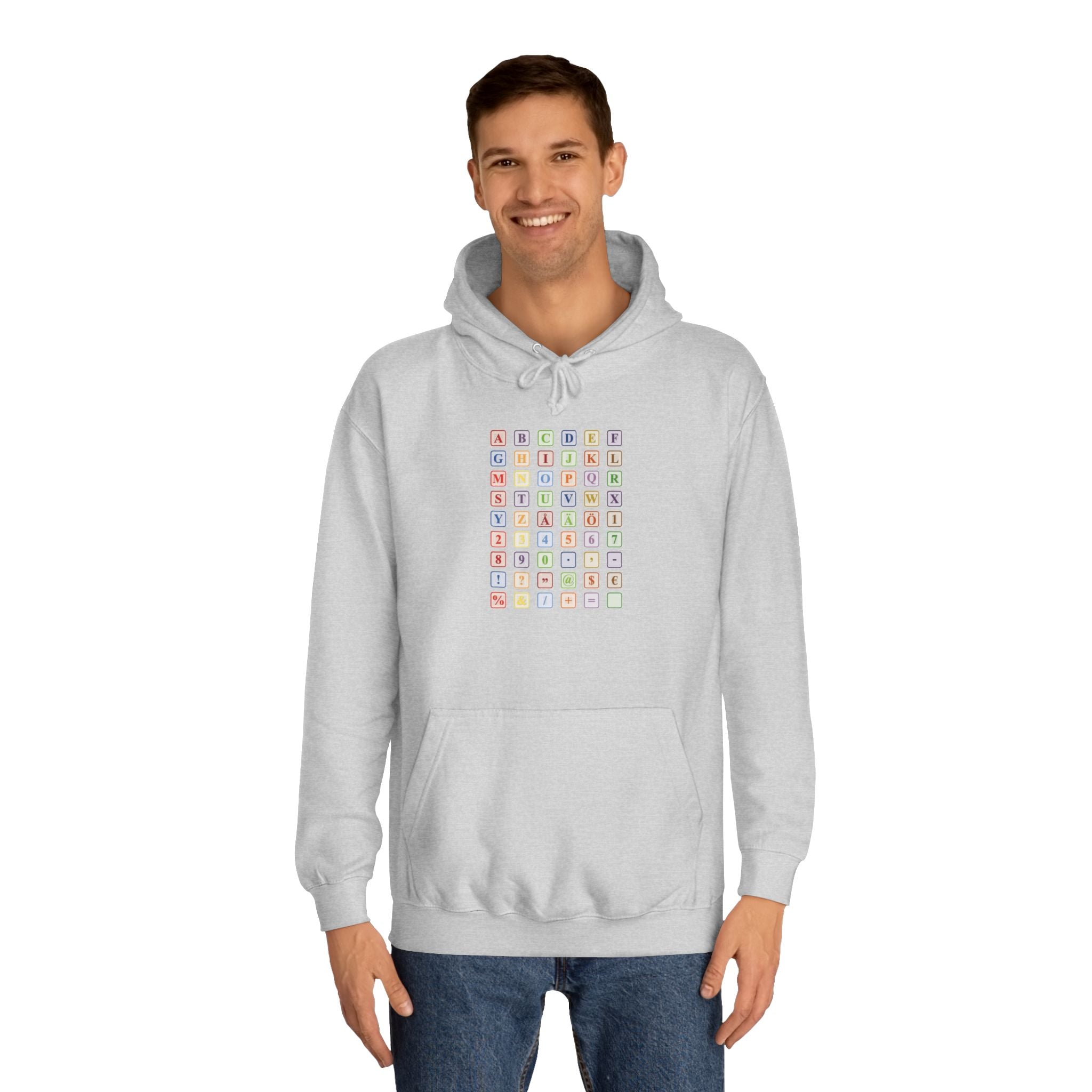 Alphabet Blocks Hoodie | Colorful Letter Grid, Back & Front Print