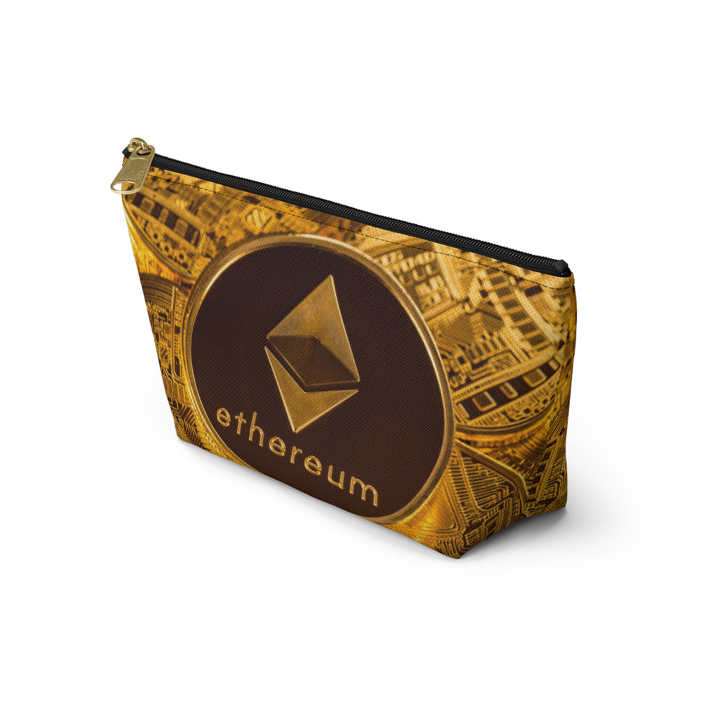 Ethereum Coin Accessory Pouch | Crypto Makeup Bag, T-Bottom Zipper Pouch