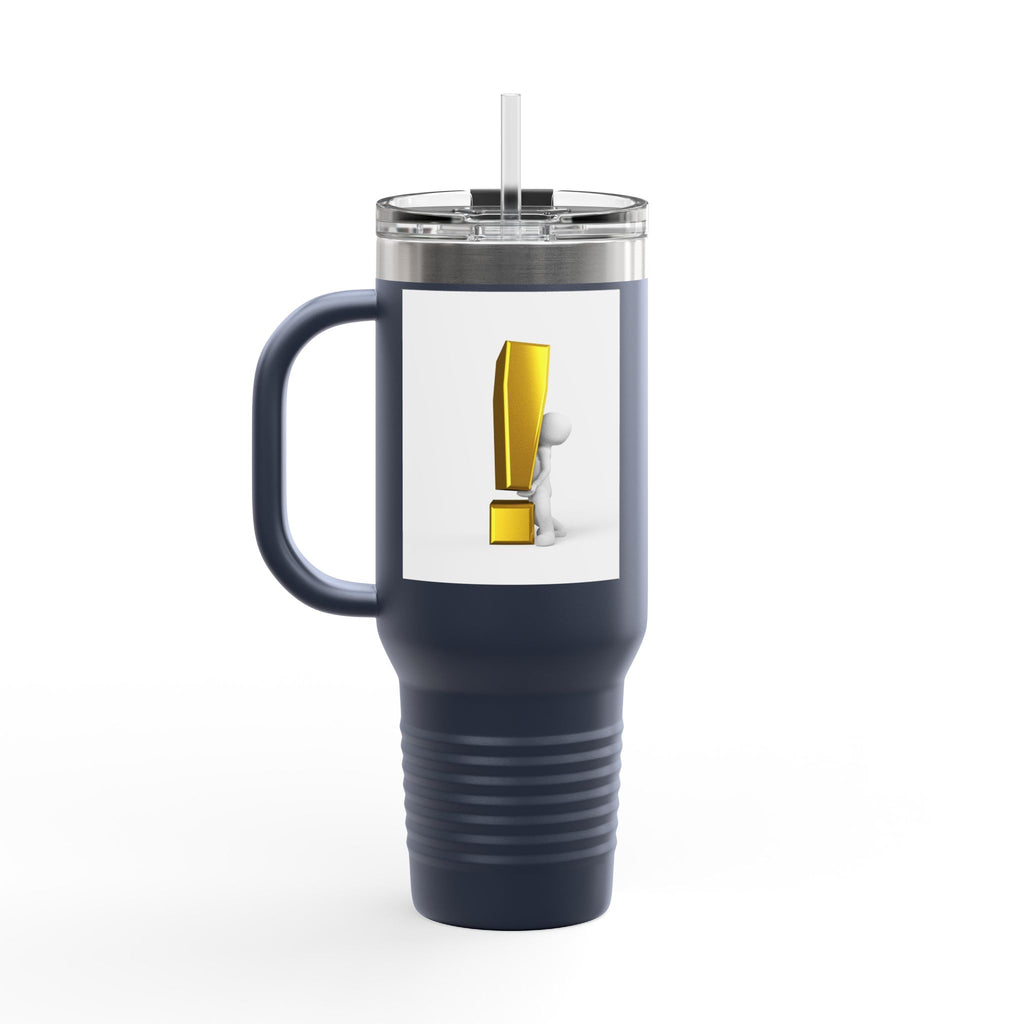 3D Character with Gold Exclamation Mark Travel Mug | 40oz Insulated Tumbler